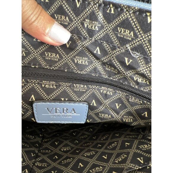 Vera New York Blue Faux Leather Studded Tote With Snake Print Design & Zip Closu - Picture 6 of 6